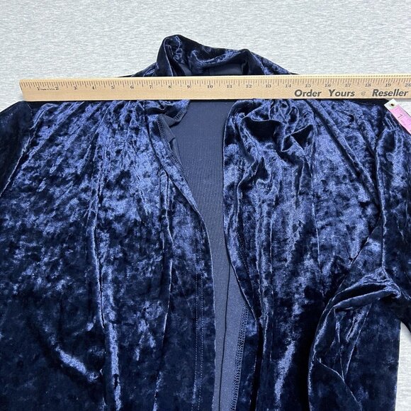 Crushed Velvet Cardigan Jacket Womens 3X Blue Whimsigoth Flowy Agnes Orinda - Picture 9 of 11